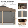 12' x 10' Patio Gazebo Outdoor Canopy Shelter with Double Tier Roof and Netting Sidewalls for Garden, Lawn, Backyard and Deck, Brown