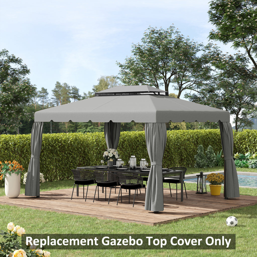 12.8' x 9.5' Gazebo Replacement Canopy, Gazebo Top Cover with Double Vented Roof for Garden Patio Outdoor (TOP ONLY), Light Gray