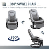 PU Recliner Reading Armchair with Footrest, Headrest, Round Wood Base for Living Room, Bedroom, Office - Grey