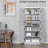 70" Kitchen Pantry Storage Cabinet, 6-tier Freestanding Cupboard with Adjustable Shelves and 4 Doors for Dining Room, Gray