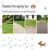 4 Piece Dog Agility Starter Kit with Adjustable Height Jump Bars, Included Carry Bag, & Displacing Top Bar, White