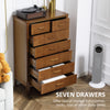 Wooden Dresser Storage Chest Organizer with 7 Drawers and Bamboo Frame, Brown