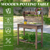 39'' Wooden Garden Potting Bench Work Table with Hidden Storage, Sliding Tabletop, Below Clapboard, Upper Shelf, Brown