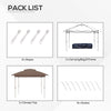 12' x 12' Pop Up Canopy Sun Shade Instant Tent Folding with Mesh Sidewall Netting, 3-Level Adjustable Height and Storage Bag, Khaki