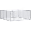 Silver Outdoor Dog Kennel Galvanized Chain Link Fence Heavy Duty Pet Run House Chicken Coop with Secure Lock Mesh Sidewalls for Backyard, Silver