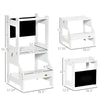 2-in-1 Kids Kitchen Step Stool, Detachable Toddler Table and Chair Set, Toddler Step Stool with Safety Rail Chalkboard for Bathroom, White