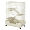 32"L 4-Level Small Animal Cage Rabbit Hutch with Universal Lockable Wheels, Slide-out Tray for Bunny, Chinchillas, Ferret, White