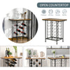 24-Bottle Industrial Modern Wine Rack Table, Freestanding 6 Tier Wine Bottle Organizer with Glass Stemware Holder, Natural/Black