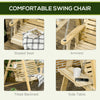 2-Seat Porch Swing Loveseat with Stand and Side Tables, Wooden Patio Swing Chair, for Garden, Poolside, Backyard