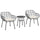 Cream White, 3 Pieces Patio PE Rattan Bistro Set, Outdoor Round Wicker Woven Coffee Set, 2 Chairs & 1 Coffee Table Conversation Furniture Set, for Garden