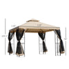 10' x 10' Steel Outdoor Patio Gazebo Canopy with Privacy Mesh Curtains, Weather-Resistant Roof, & Storage Trays