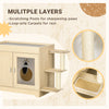 3 in 1 Litter Box Enclosure Hidden Kitty House Cat Tree, Cat Washroom Storage Bench with Double Doors, Multiple Layers, Scratching Posts, Soft Cushion