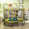 55" Kids Trampoline with Enclosure Net, 4.6 FT Indoor Trampoline for Kids with Horizontal Bar Basketball Hoop for 1-10 Years Old, Yellow