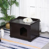 Wooden Cat Litter Box Covered Mess Free End Table Hideaway Storage Cabinet, Brown