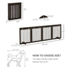 Freestanding Pet Gate, Wooden Dog Barrier, Folding Safety Fence with 4 Panel, Support Feet up to 80.25" Long 24" Tall for Doorway, Brown