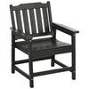 Plastic Patio Chairs, Outdoor Dining Chair with Armrests and Slatted Back, Outdoor Armchair for Lawn, Garden, Poolside, Backyard, Black
