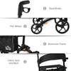 Aluminum Rollator Walker for Seniors and Adults with 10'' Wheels, Seat and Backrest, Folding Upright Walker with Adjustable Handle Height and Removable Storage Bag, Black