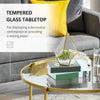 36" Round Coffee Table with Tempered Glass Top, Modern Sofa Table with Metal Frame for Living Room, Gold