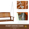 2-Person Outdoor Patio Swing Chair with Pine Wood Frame and Wide Backrest for Patio and Yard, 47" x 27" x 25", Teak