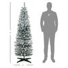 6' Snow Flocked Artificial Pencil Christmas Tree, Slim Xmas Tree with Realistic Branches and Plastic Base Stand for Indoor Decoration, Green