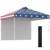 10' Pop Up Canopy Party Tent with 1 Sidewall, Rolling Carry Bag on Wheels, Adjustable Height, Folding Outdoor Shelter, Multicolored