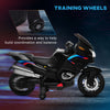 Kids Motorcycle with Training Wheels, 12V Ride-on Toy for Ages 3-8 Years Old at 3.7 Mph Top Speed, Battery-Operated Motorbike for Kids with Lights, Music, Black