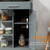 Grey Kitchen Cart, Rolling Kitchen Island Cart on Wheels, Rubber Wood Tabletop, Serving Utility Trolley Cart, Grey