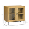 Storage Cabinet Kitchen Sideboard with Glass Doors Metal Legs for Living Room Dining Room Bedroom Grey
