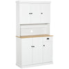 70.75" Kitchen Pantry Cabinet with Hutch Storage Cabinet Microwave Oven Stand with Drawer, White/Oak