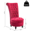 High Back Accent Chair, Upholstered Armless Chair, Retro Button-Tufted Royal Design w/ Padding and Rubberwood Leg for Living Room, Crimson Red