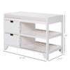 Shoe Cabinet, Wooden Storage Bench with Cushion, Entryway Rack with Drawers, Open Shelves, Country White