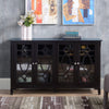 Modern Sideboard with Storage, Console Table, Buffet Cabinet with Glass Doors for Living Room, Espresso