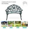 Garden Bench Loveseat with Floral Rose Style, Cast Aluminum Frame for Outdoor, Patio, Park, Deck, Antique Green