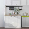 Fluted-Style Kitchen Island, Wooden Storage Cabinet, Rolling Kitchen Island Cart with Draw, Adjustable Shelves and Anti-Toppling Design, White