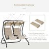 Modern 2-Seater Outdoor Patio Swing Chair, Porch Seats with Cup Holder and Removeable Canopy, Beige