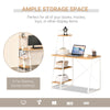 Home Office Computer Desk with 3-Tier Storage Shelves Study Writing Table Workstation for Small Space Natural